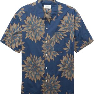American Eagle Mens Floral Button-Up Poolside Shirt-01 AMERICAN EAGLE MENS FLORAL BUTTON-UP POOLSIDE SHIRT